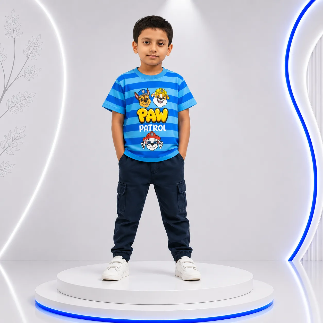 Joggers (17)_result Kids Boys Cartoon Printed T-Shirt – Blue - Image 1