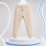 Kids Girls Fleece Joggers Pant – Beige - Image 2